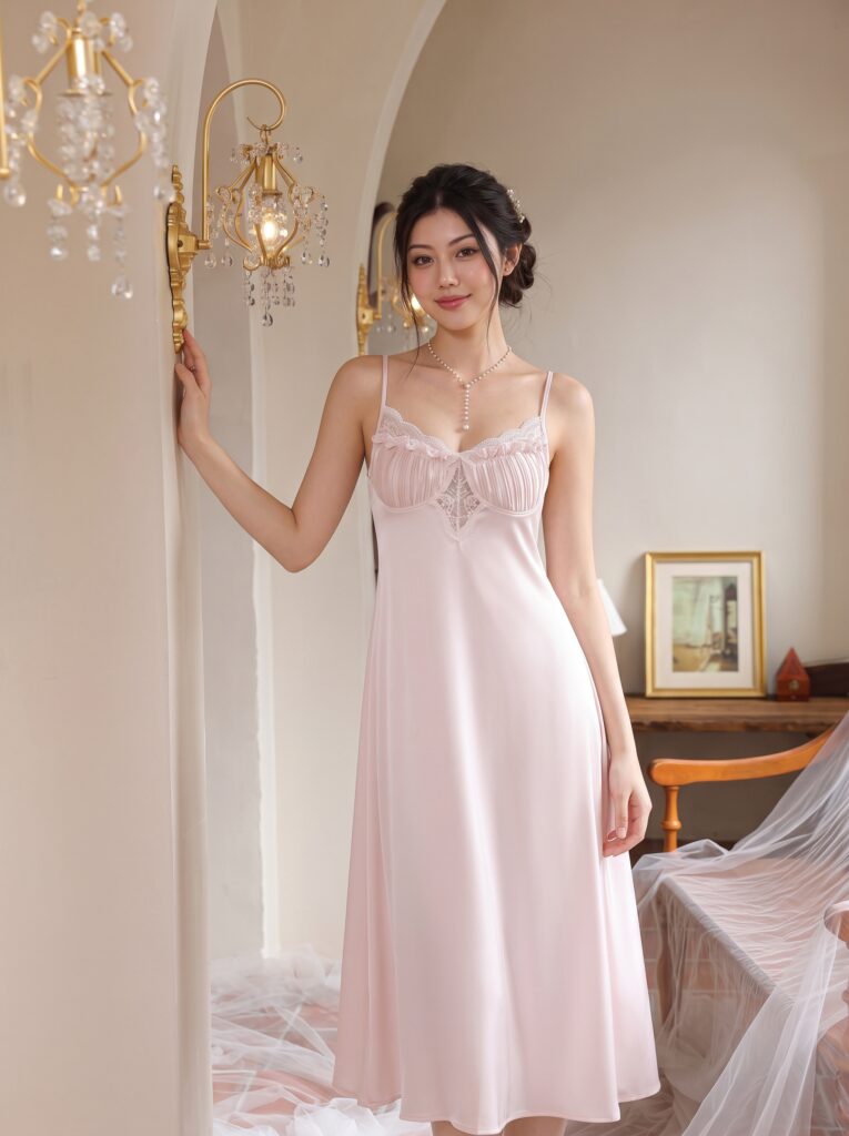 Pale Pink Short Lace Chemise
